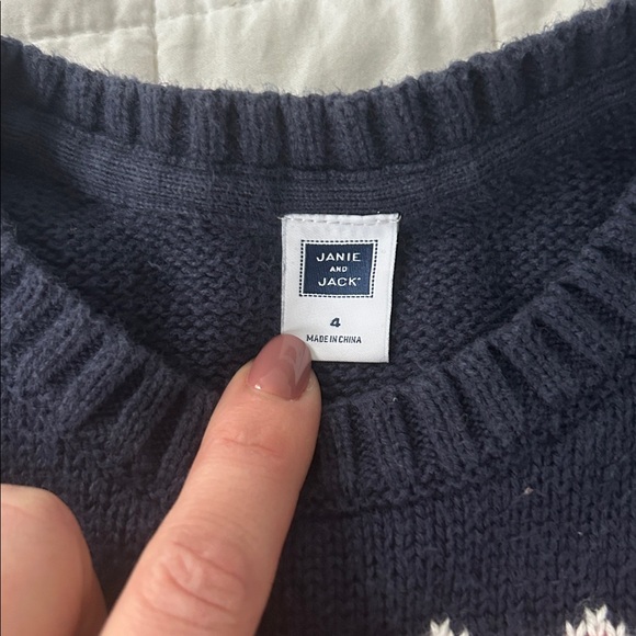 Janie and Jack Navy and Red Crewneck Sweater - Picture 2 of 3
